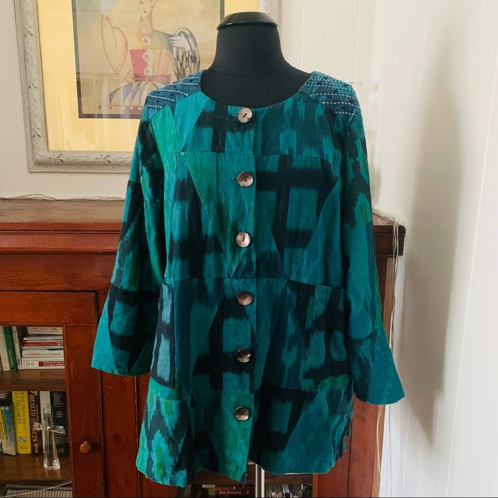 Dignity Not Charity Blue and Green Jacket-M
